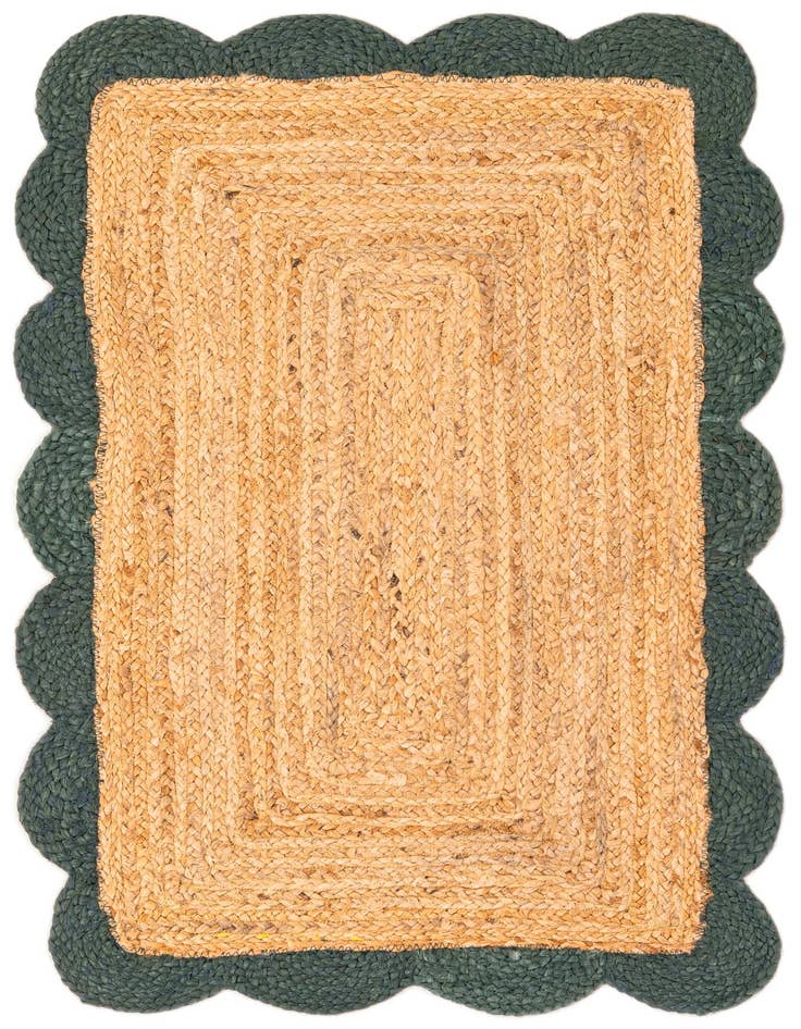 Detail image of 2' x 3' 1  Hand Scallop Braided Jute Rug