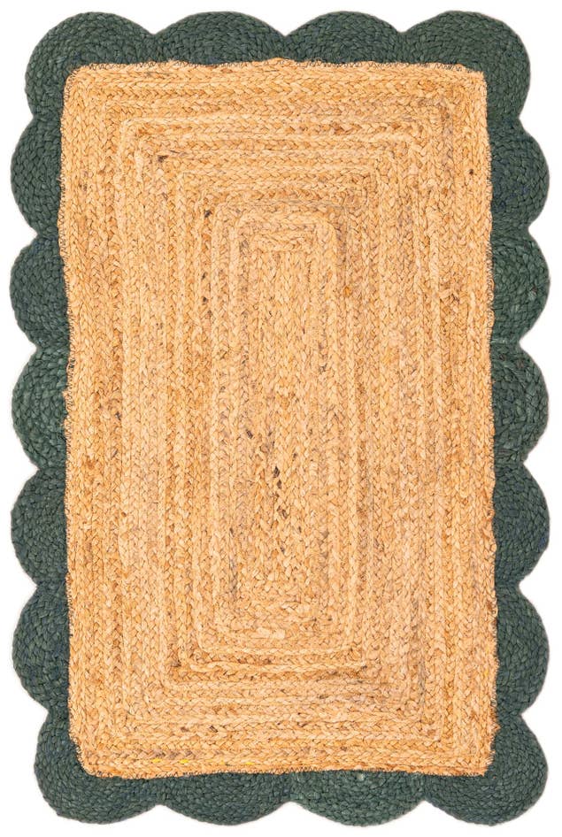 Detail image of 2' x 3' 1 Handmade Scallop Braided Jute Rug