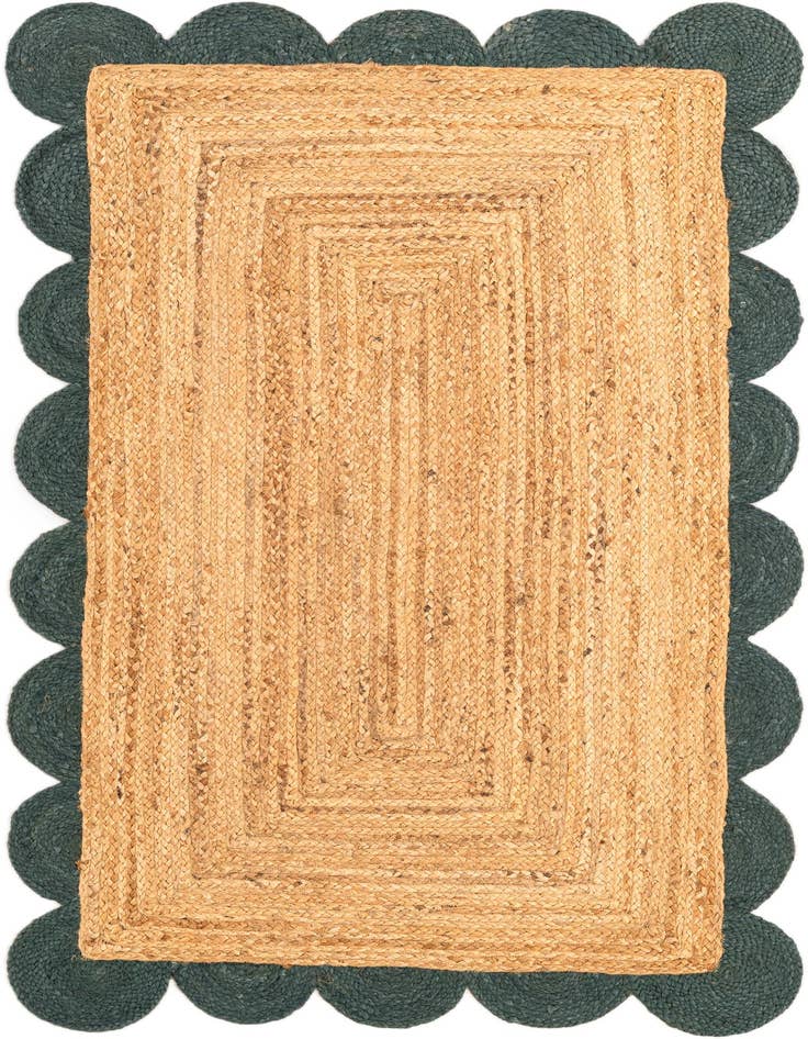 Detail image of 3' 1 x 5' 1  Hand Scallop Braided Jute Rug