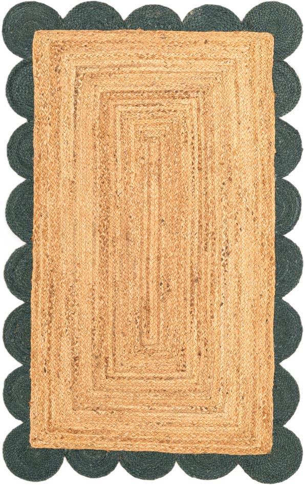 Detail image of 3' 1 x 5' 1 Handmade Scallop Braided Jute Rug