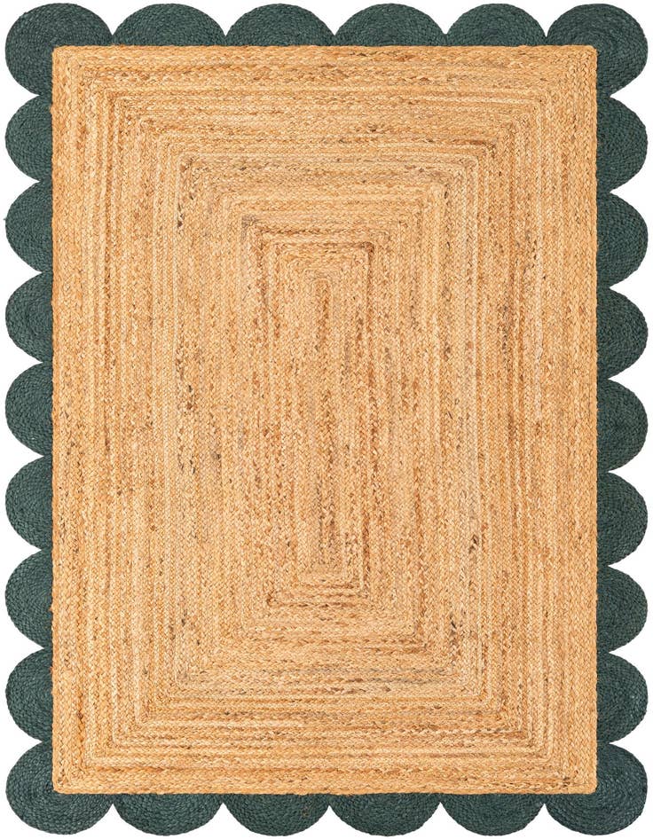 Detail image of 4' 1 x 6' 1 Handmade Scallop Braided Jute Rug