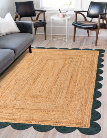  5' 1 x 8'  Hand Scallop Braided Jute Rug