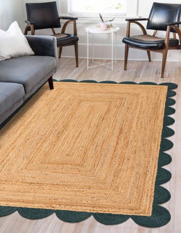 9' x 12' Handmade Scallop Braided Jute Rug