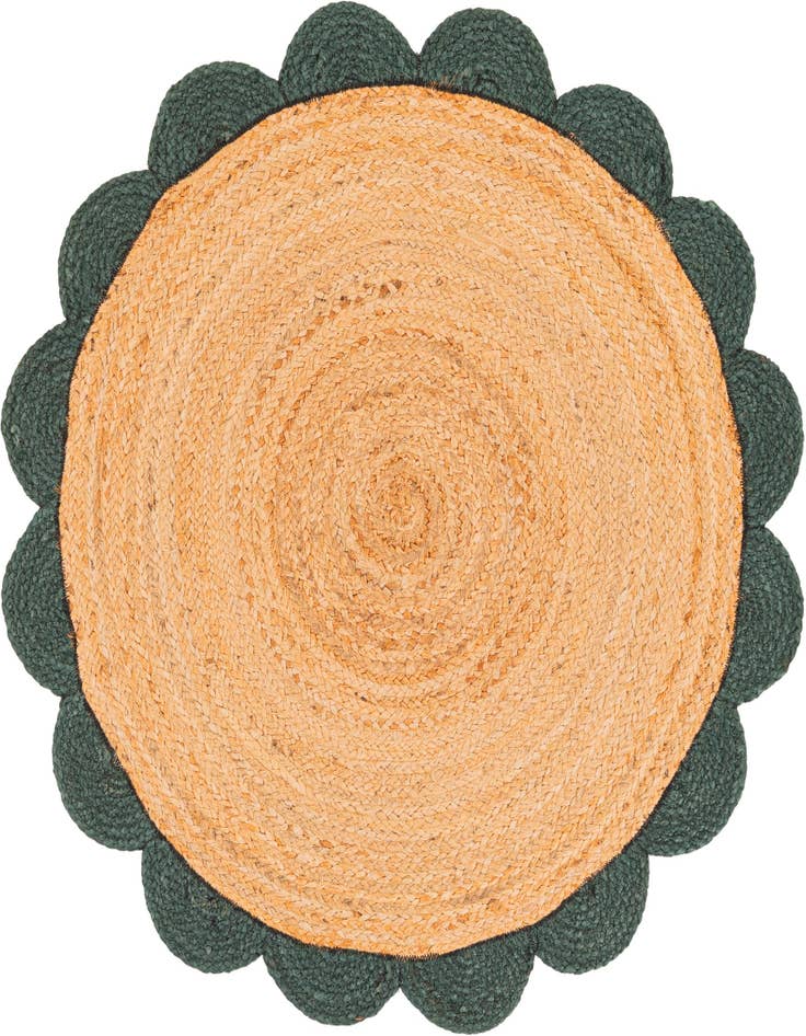 Detail image of 3' 1 x 3' 1  Hand Scallop Braided Jute Round Rug