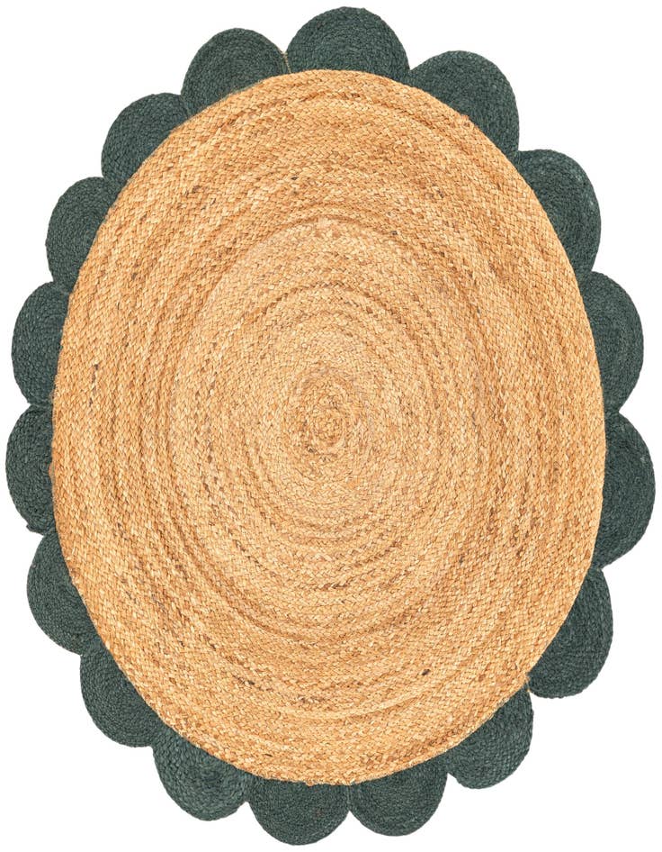 Detail image of 4' 1 x 4' 1  Hand Scallop Braided Jute Round Rug