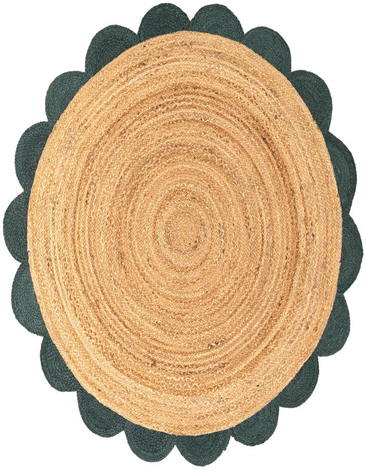 Detail image of 5' 1 x 5' 1  Hand Scallop Braided Jute Round Rug
