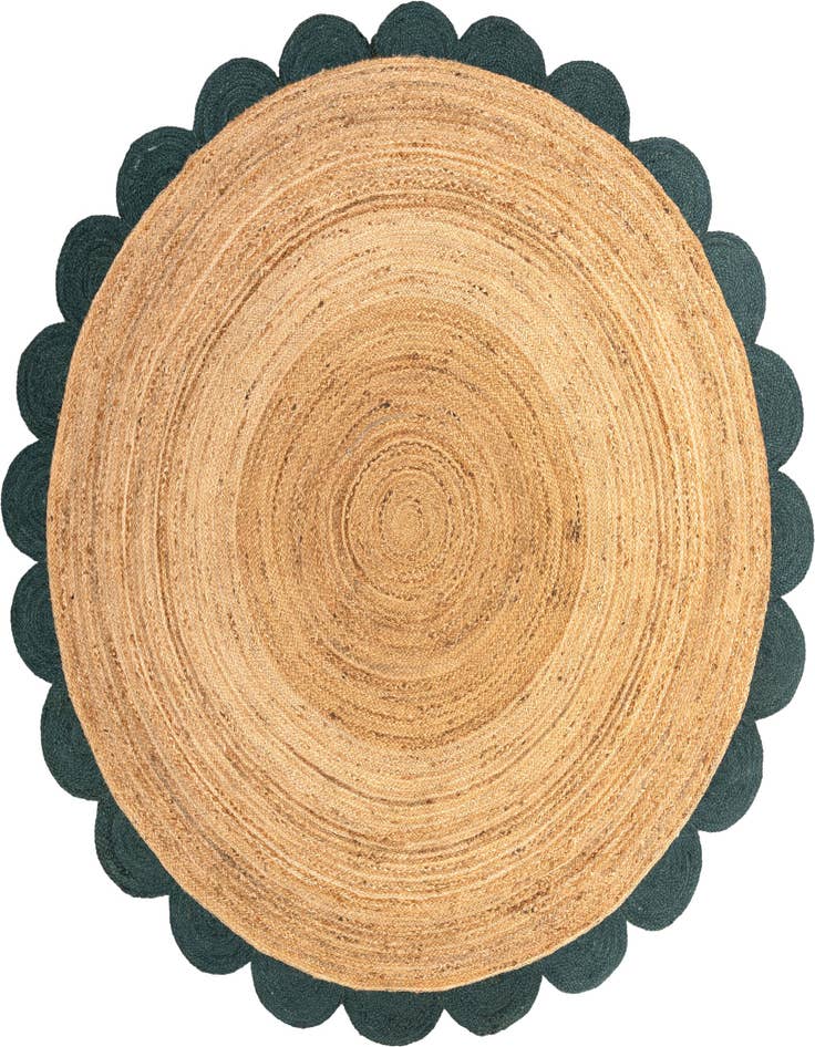 Detail image of 8' x 8'  Hand Scallop Braided Jute Round Rug