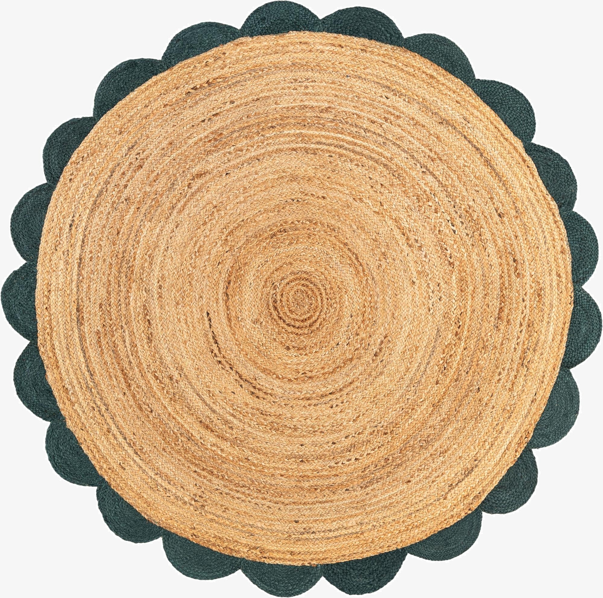 6' 1 x 6' 1  Hand Scallop Braided Jute Round Rug