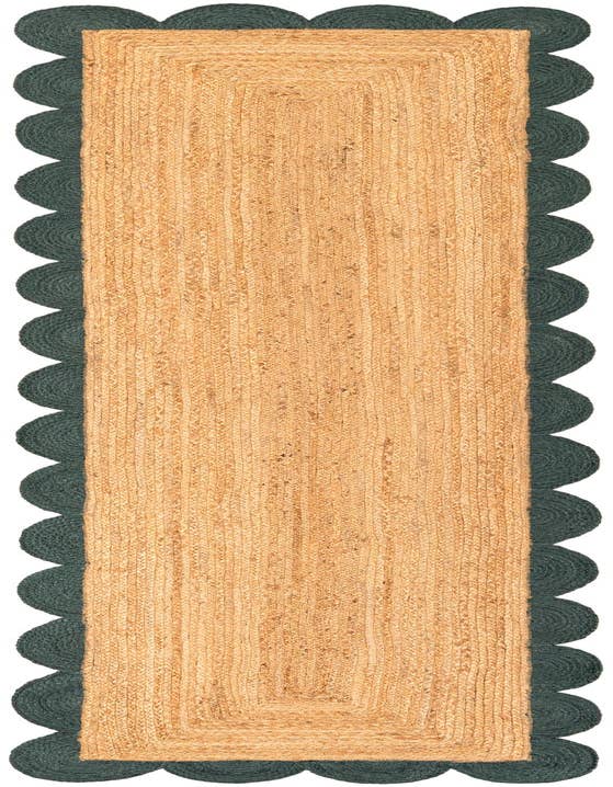 Detail image of 2' 7 x 10'  Hand Scallop Braided Jute Runner Rug