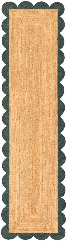 2' 7 x 10' Handmade Scallop Braided Jute Runner Rug