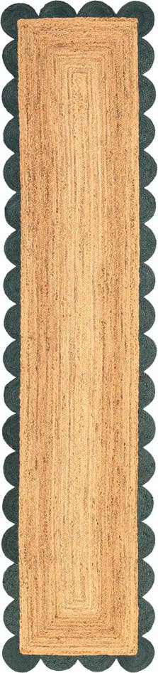 Detail image of 2' 7 x 12' Handmade Scallop Braided Jute Runner Rug