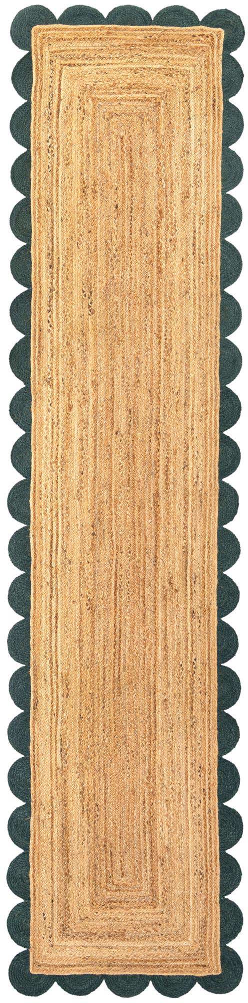 3' 3 x 14' 1 Handmade Scallop Braided Jute Runner Rug