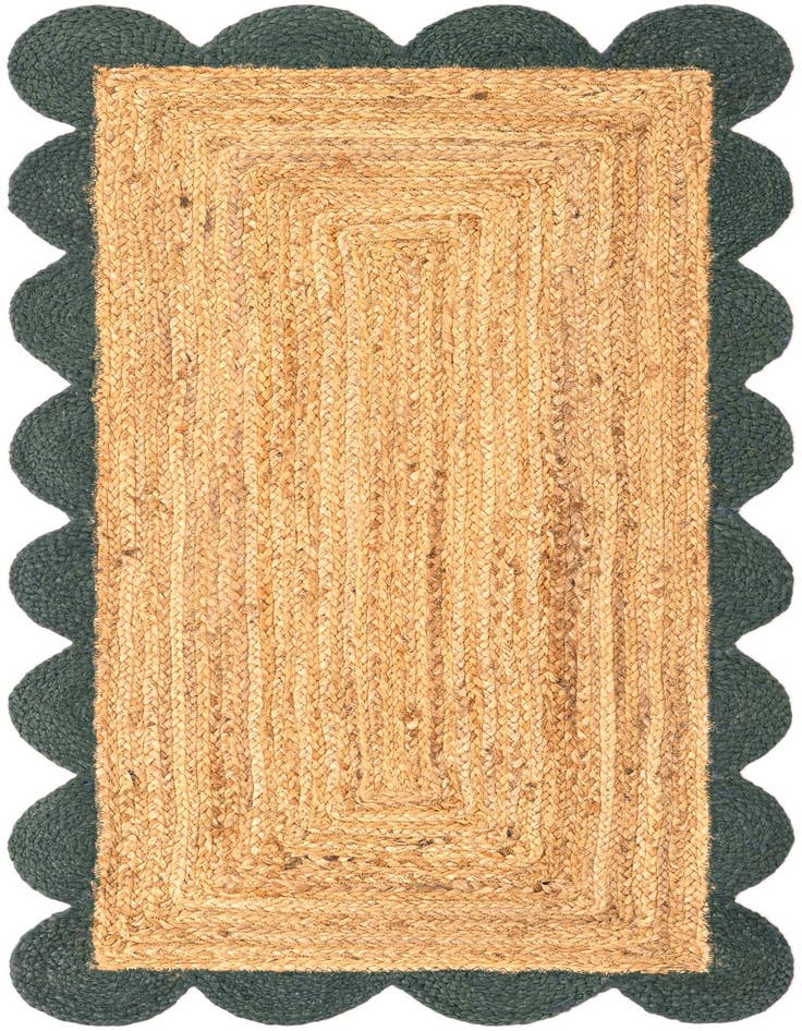 Detail image of 2' x 4' 1  Hand Scallop Braided Jute Runner Rug
