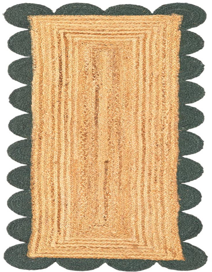 Detail image of 2' x 5' 1  Hand Scallop Braided Jute Runner Rug