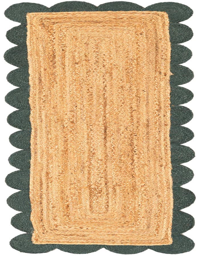 Detail image of 2' x 6' 1  Hand Scallop Braided Jute Runner Rug