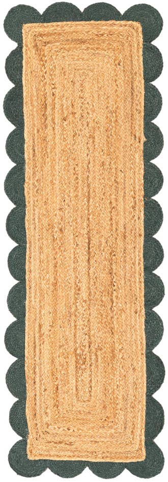 Detail image of 2' x 6' 1 Handmade Scallop Braided Jute Runner Rug
