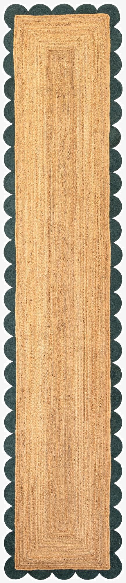 3' 3 x 16' 1  Hand Scallop Braided Jute Runner Rug