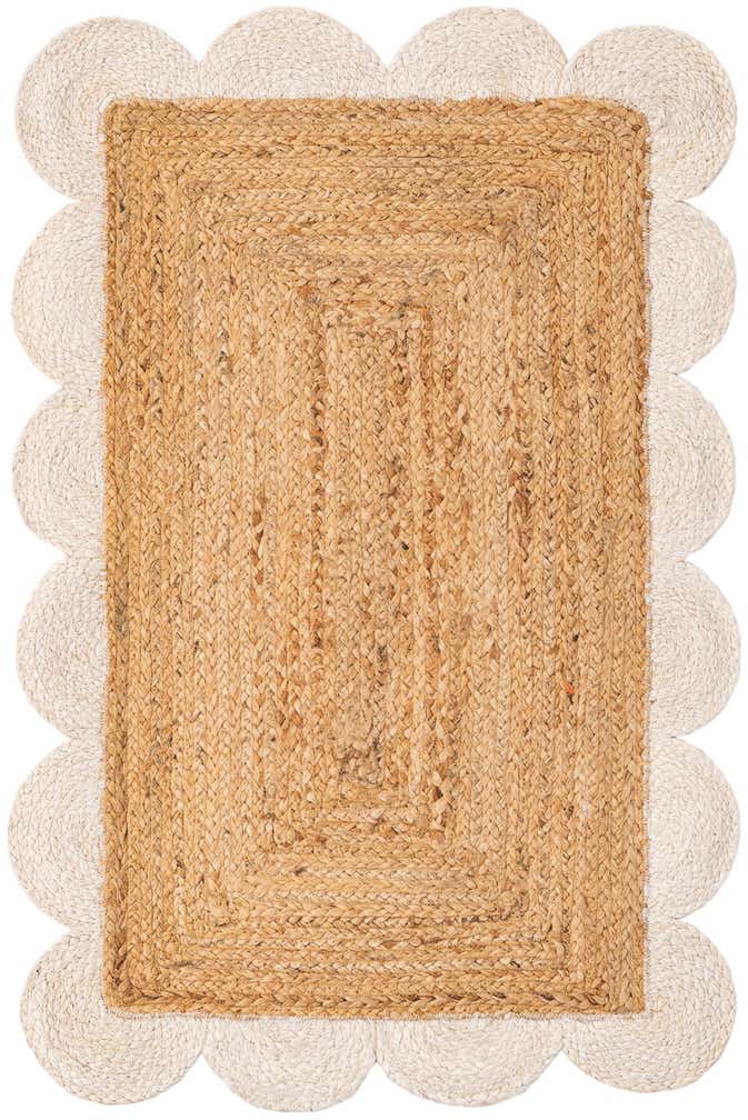 2' x 3' 1 Handmade Scallop Braided Jute Rug