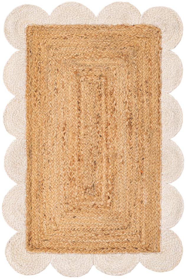 Detail image of 2' x 3' 1 Handmade Scallop Braided Jute Rug