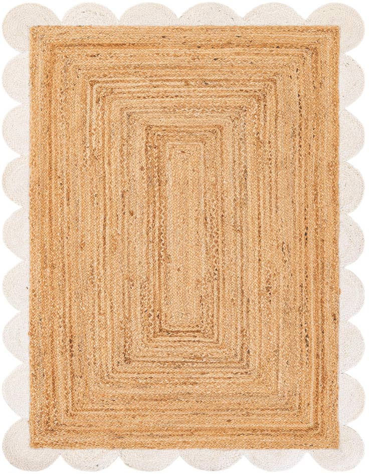 Detail image of 4' 1 x 6' 1 Handmade Scallop Braided Jute Rug