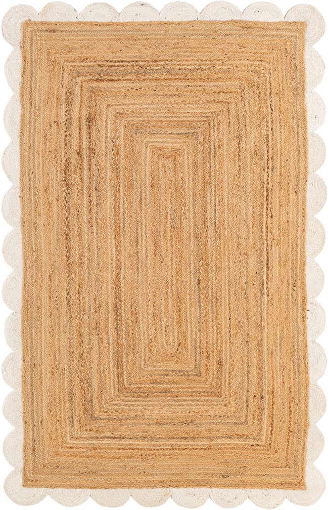 5' 1 x 8' Handmade Scallop Braided Jute Rug