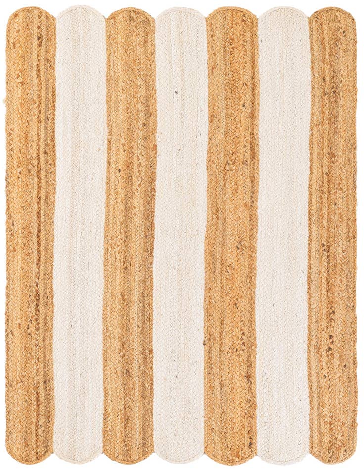 Detail image of 3' 1 x 5' 1  Hand Scallop Braided Jute Rug