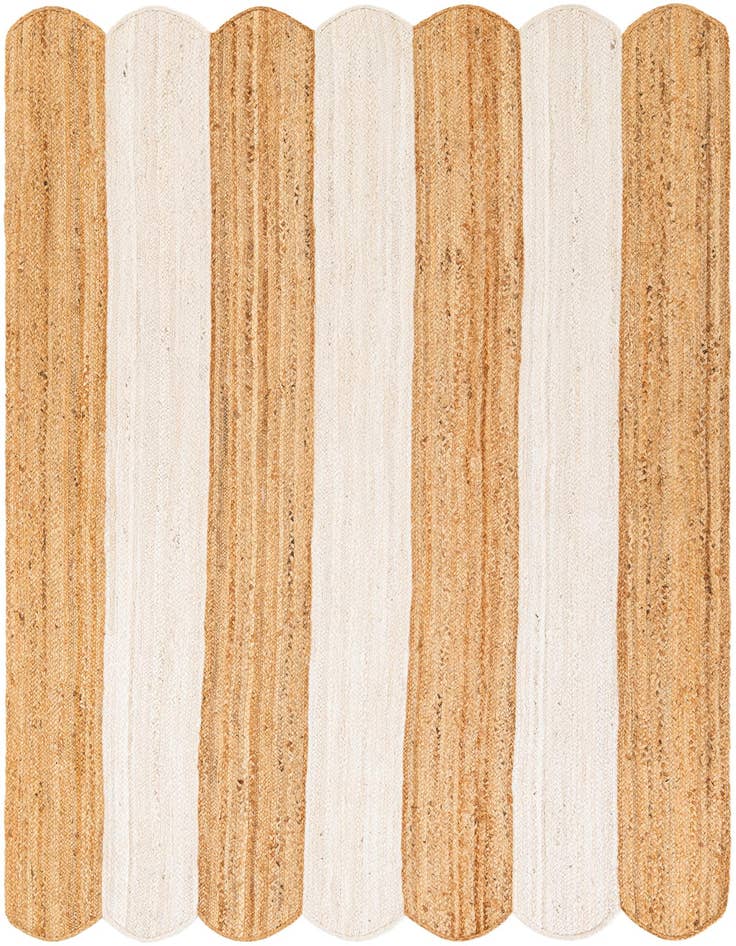 Detail image of 5' 1 x 8'  Hand Scallop Braided Jute Rug