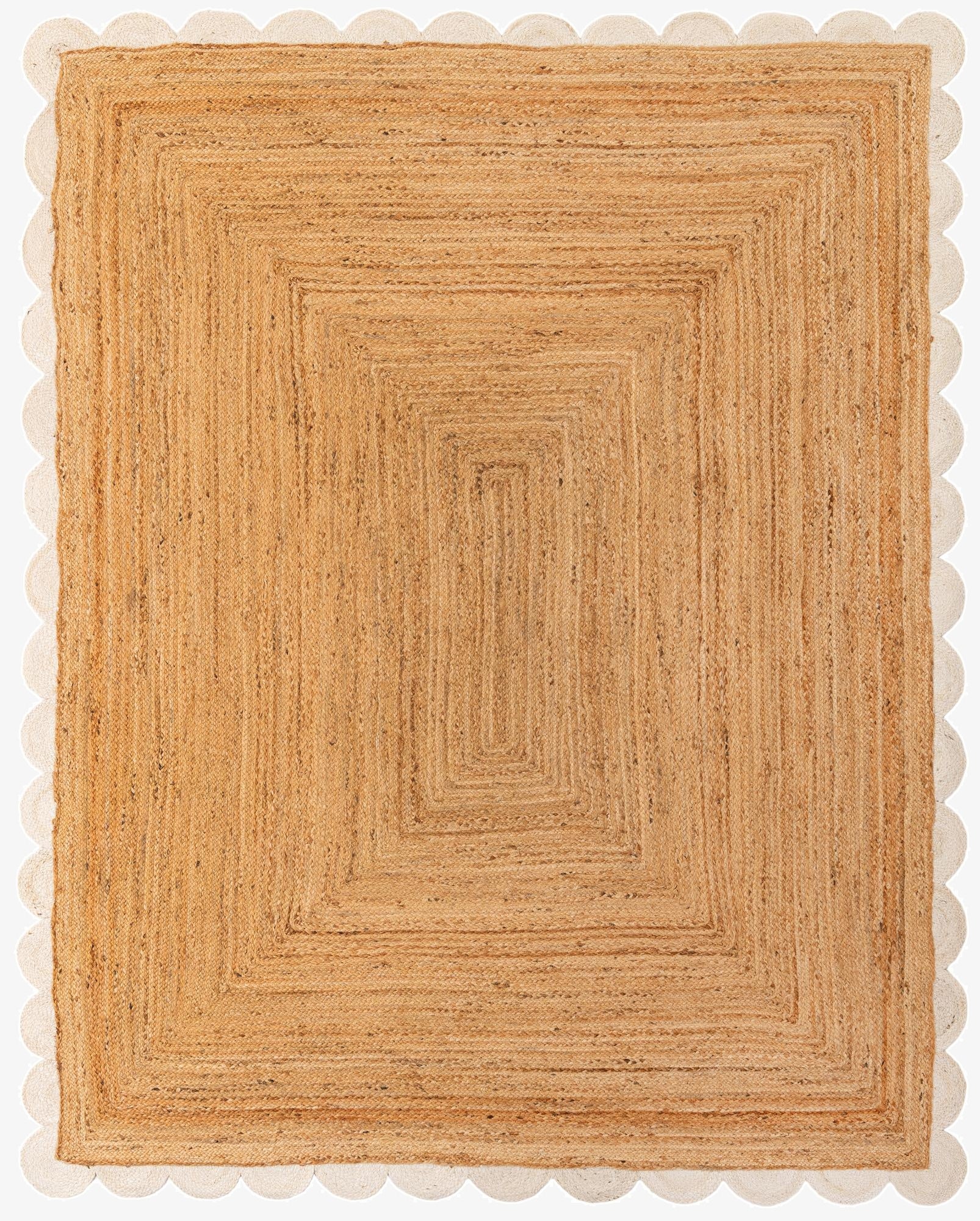 245cm x 305cm  Hand Scallop Braided Jute Rug