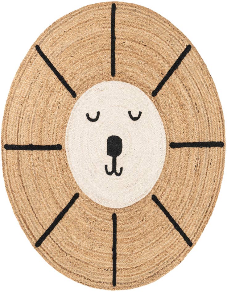 Detail image of 5' 1 x 5' 1  Hand Braided Kids Braided Jute Round Rug