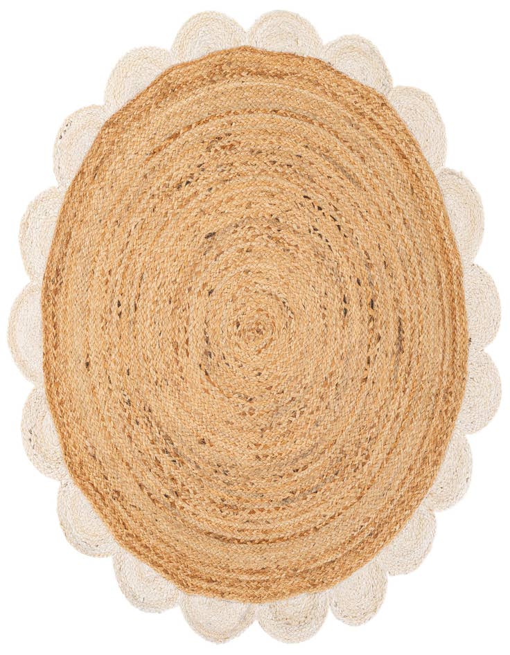 Detail image of 4' 1 x 4' 1  Hand Scallop Braided Jute Round Rug