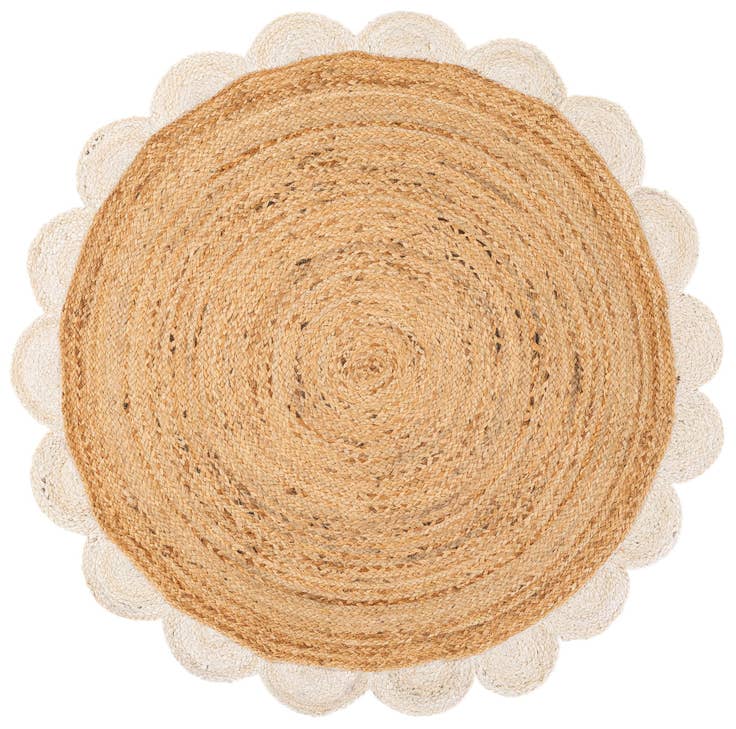 Detail image of 4' 1 x 4' 1 Handmade Scallop Braided Jute Round Rug