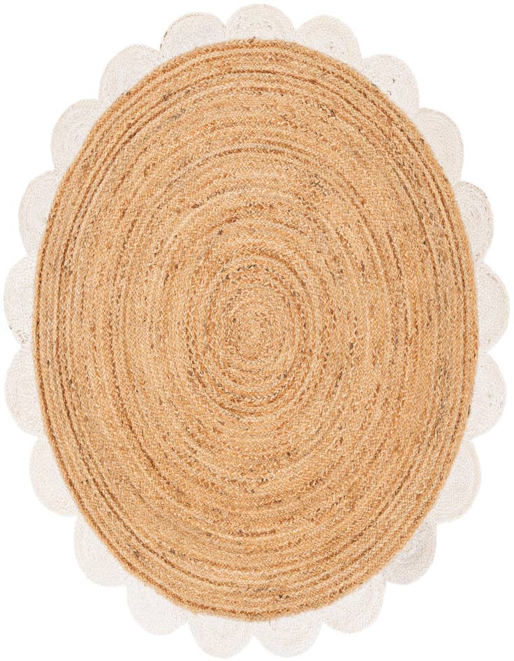 Detail image of 5' 1 x 5' 1  Hand Scallop Braided Jute Round Rug