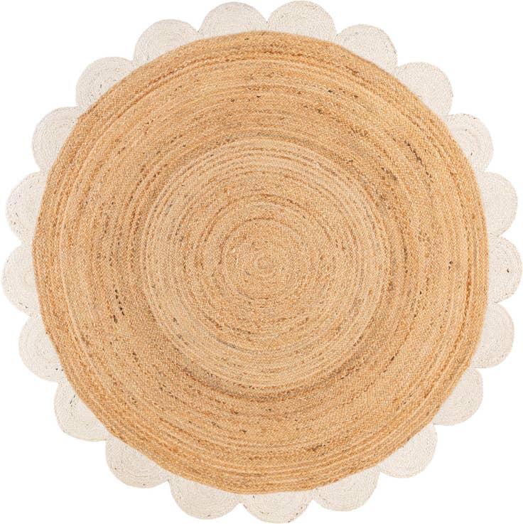 Detail image of 6' 1 x 6' 1 Handmade Scallop Braided Jute Round Rug