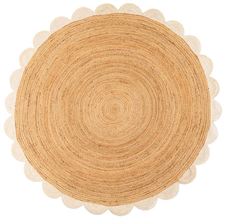 Detail image of 8' x 8' Handmade Scallop Braided Jute Round Rug