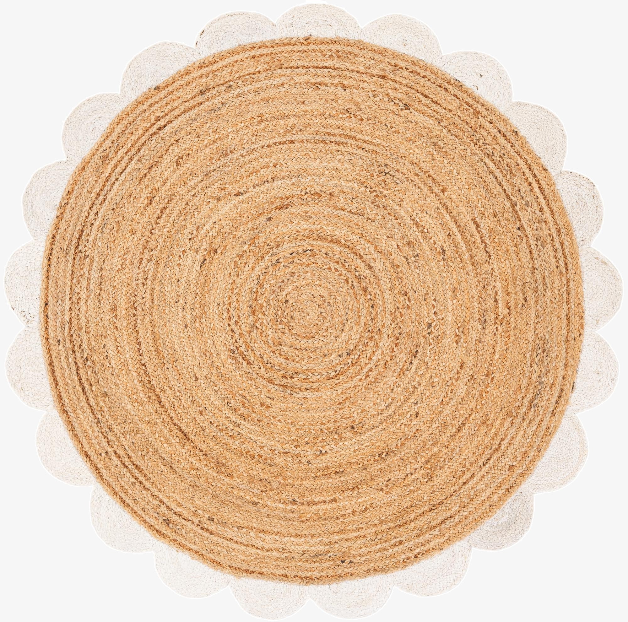 5' 1 x 5' 1  Hand Scallop Braided Jute Round Rug