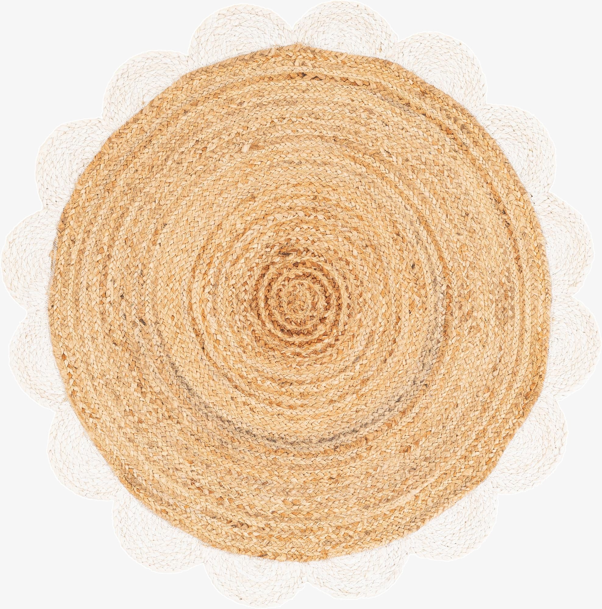 3' 1 x 3' 1  Hand Scallop Braided Jute Round Rug
