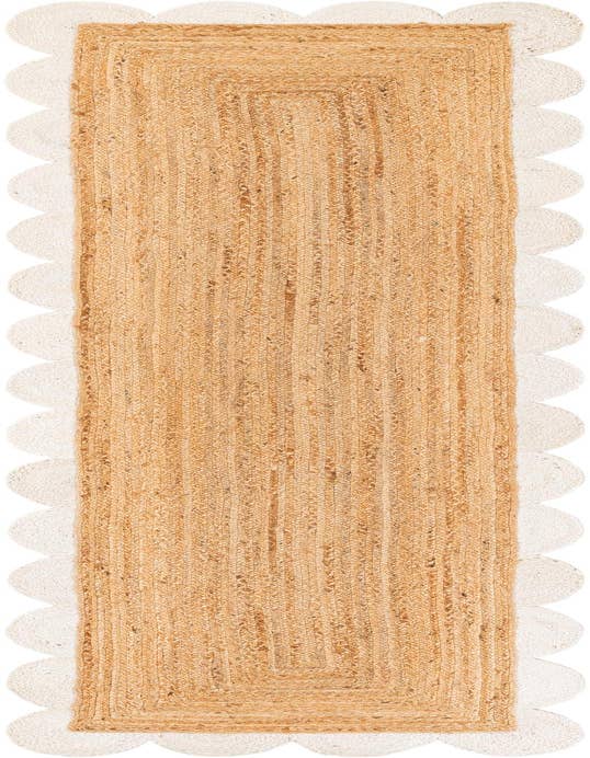 Detail image of 2' 7 x 10'  Hand Scallop Braided Jute Runner Rug