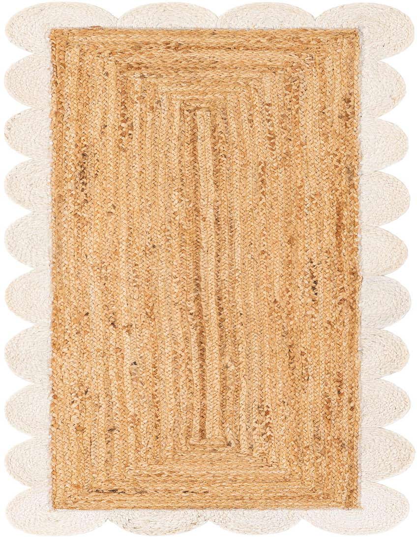 2' x 5' 1 Handmade Scallop Braided Jute Runner Rug