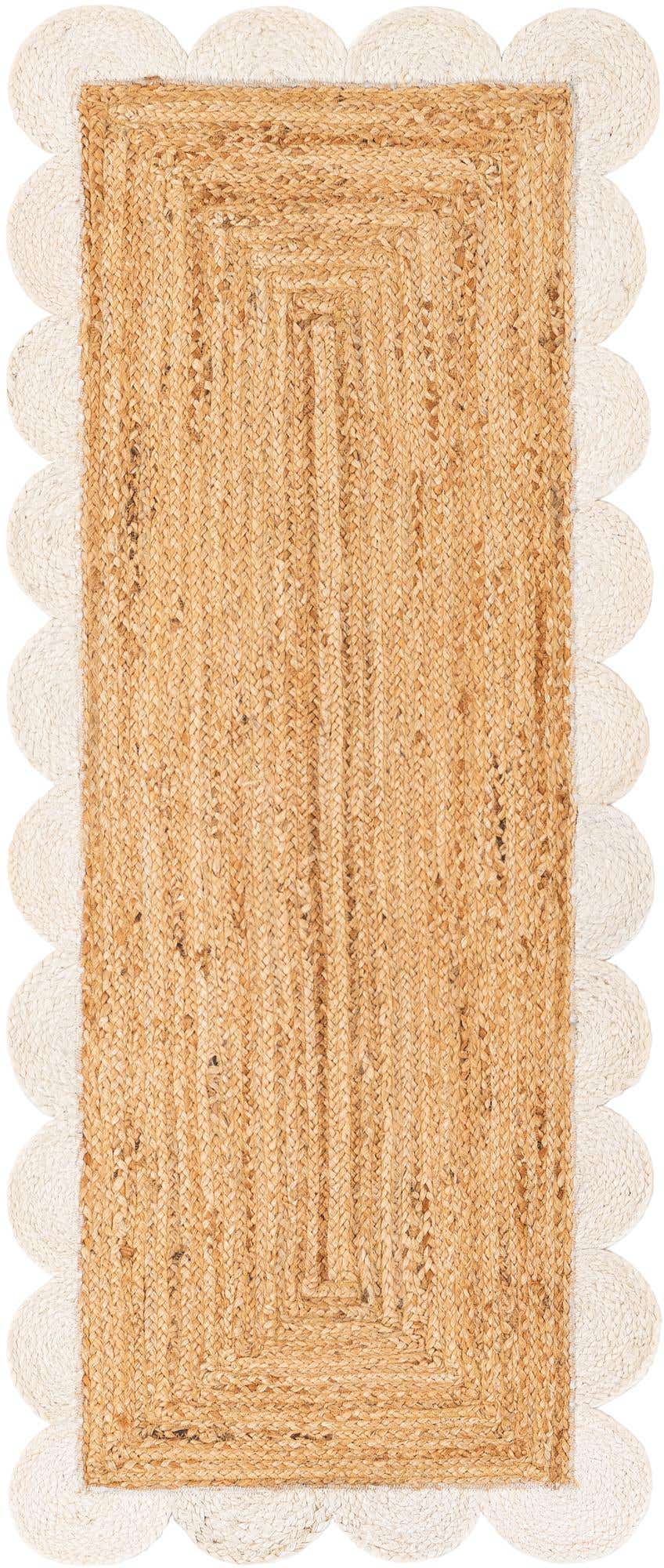 2' x 5' 1 Handmade Scallop Braided Jute Runner Rug