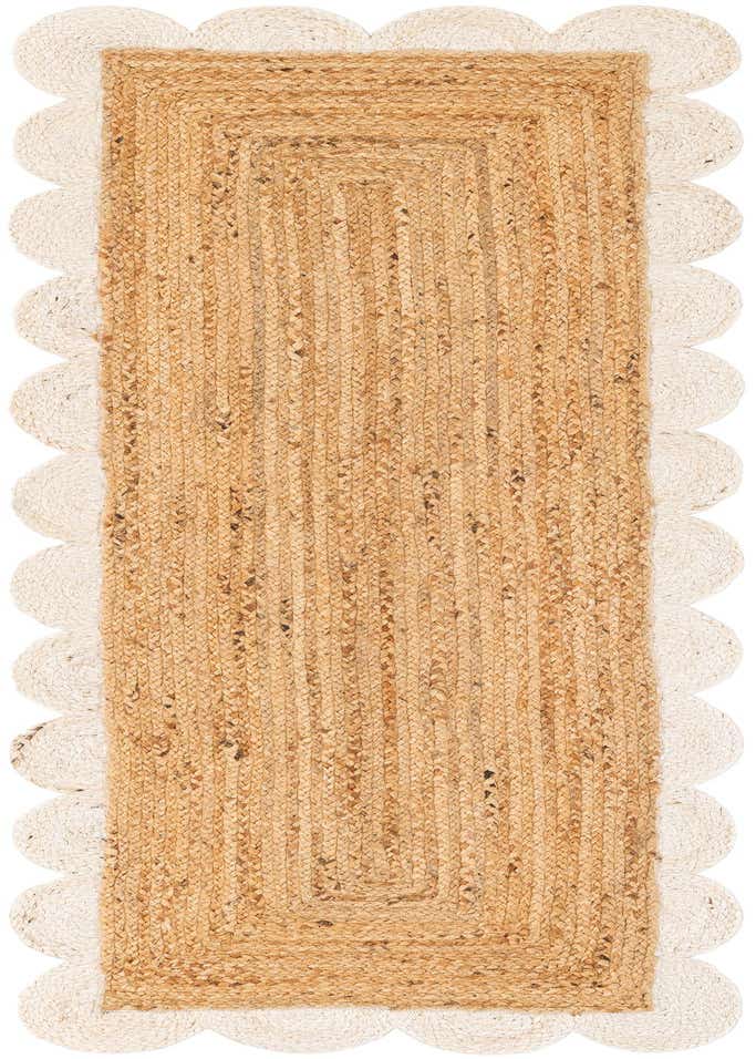 2' x 6' 1 Handmade Scallop Braided Jute Runner Rug