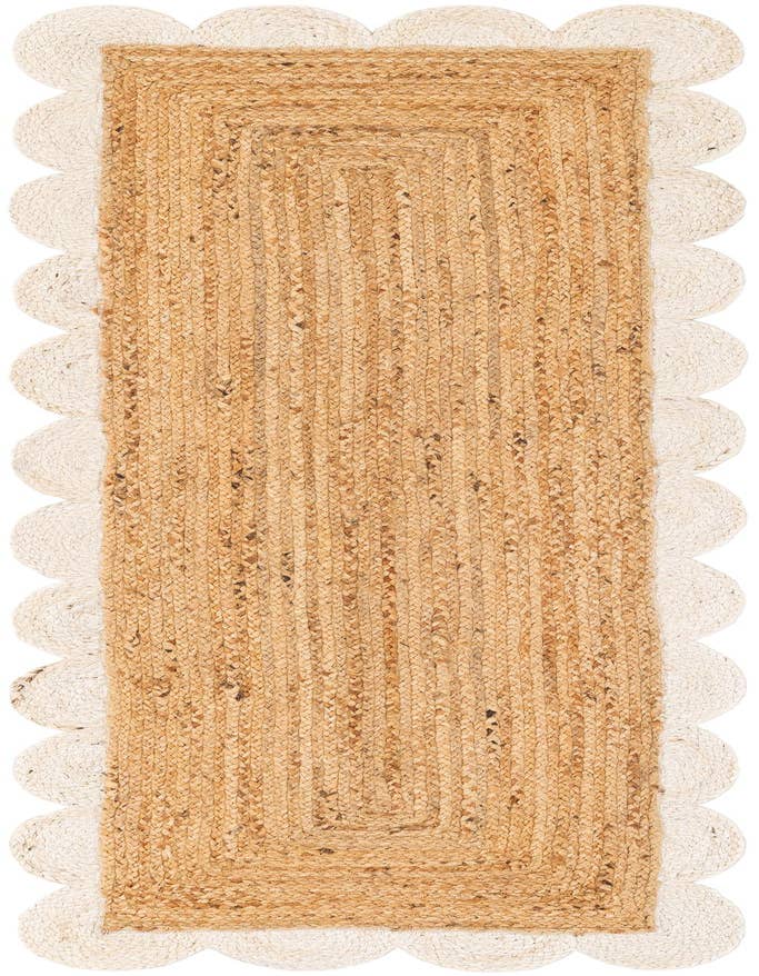 Detail image of 2' x 6' 1  Hand Scallop Braided Jute Runner Rug
