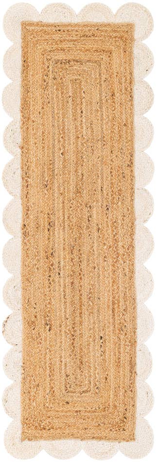 Detail image of 2' x 6' 1 Handmade Scallop Braided Jute Runner Rug