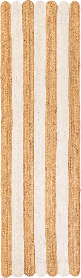 Detail image of 2' 7 x 10' Handmade Scallop Braided Jute Runner Rug