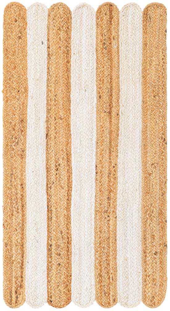 2' x 4' 1 Handmade Scallop Braided Jute Runner Rug