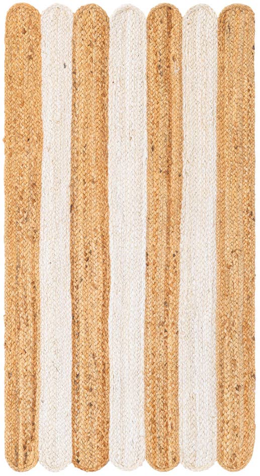 Detail image of 2' x 4' 1 Handmade Scallop Braided Jute Runner Rug