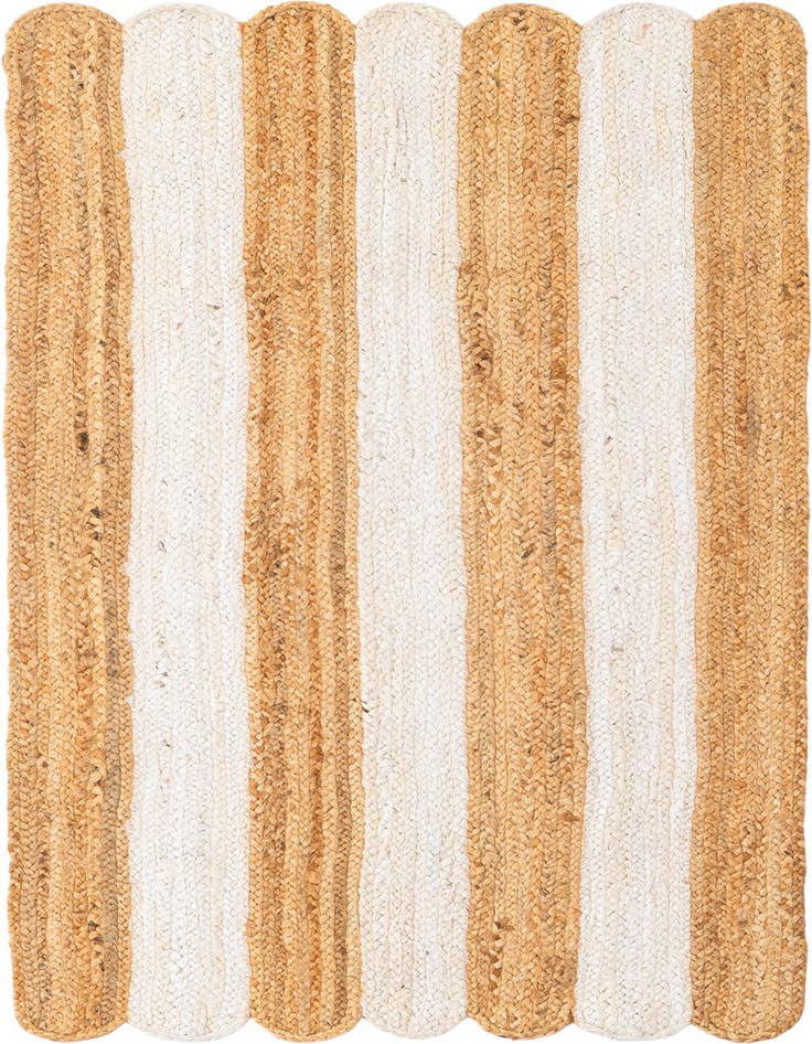 Detail image of 2' x 5' 1  Hand Scallop Braided Jute Runner Rug