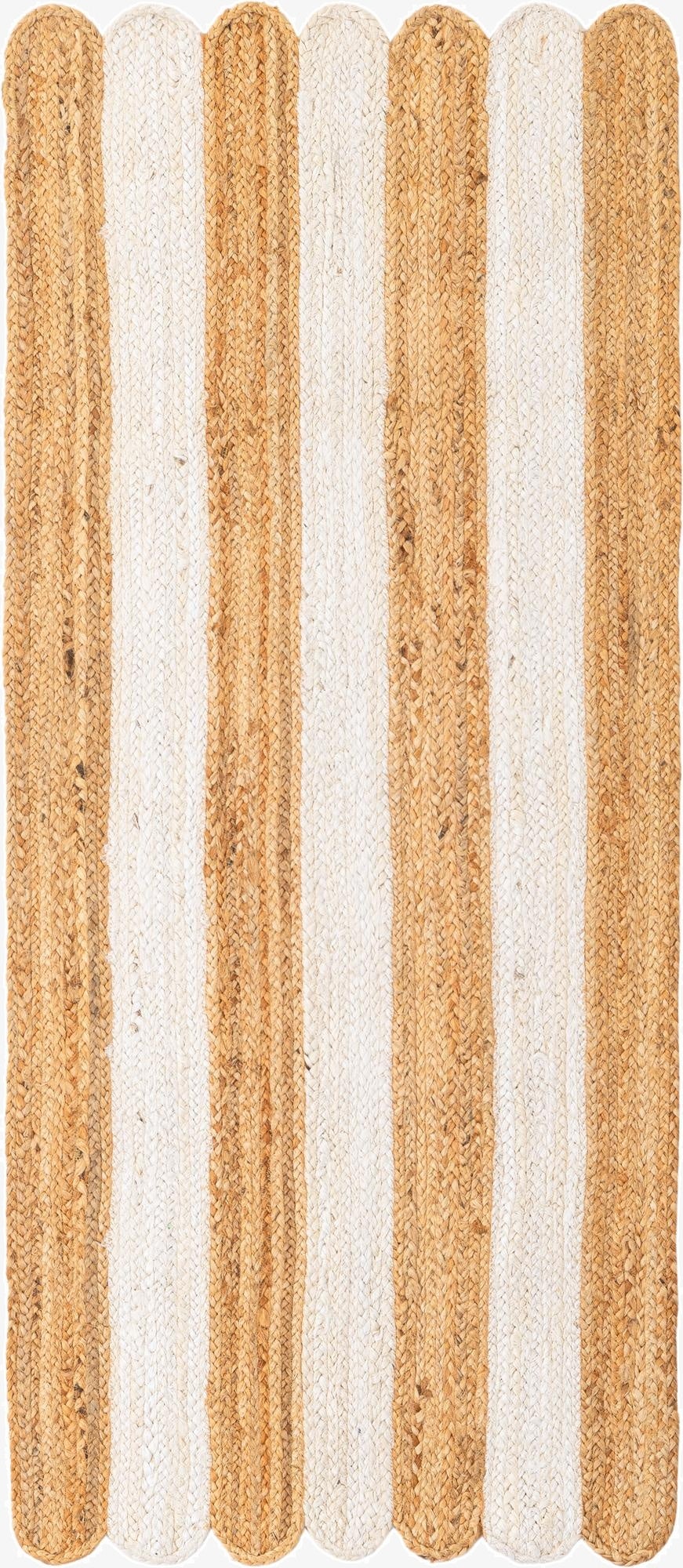 2' x 5' 1  Hand Scallop Braided Jute Runner Rug