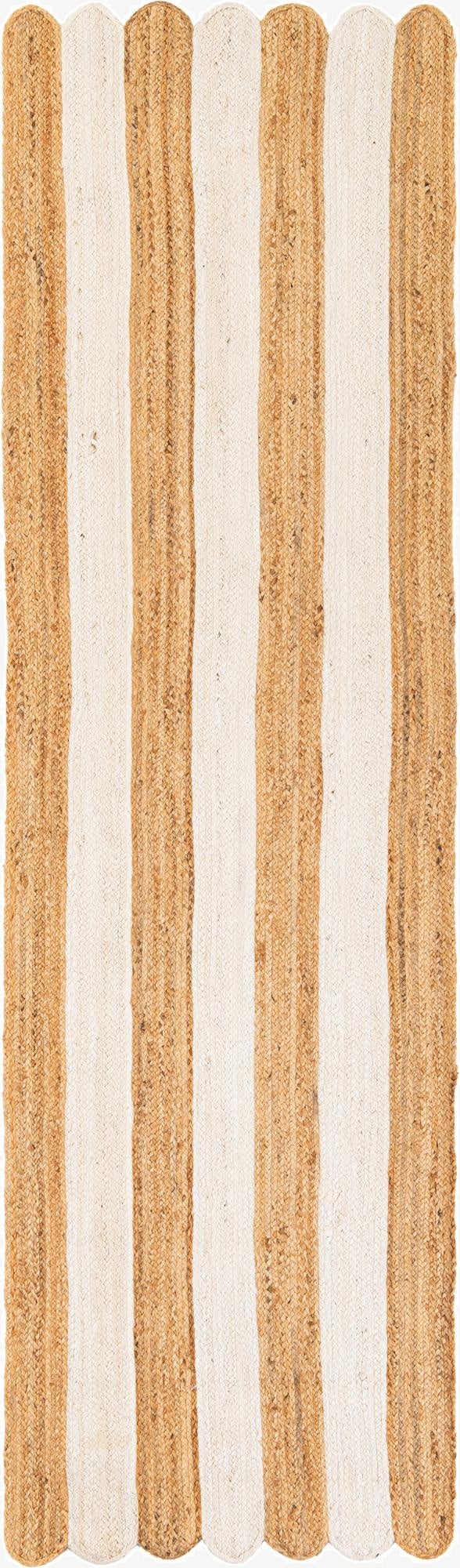 2' 7 x 10'  Hand Scallop Braided Jute Runner Rug