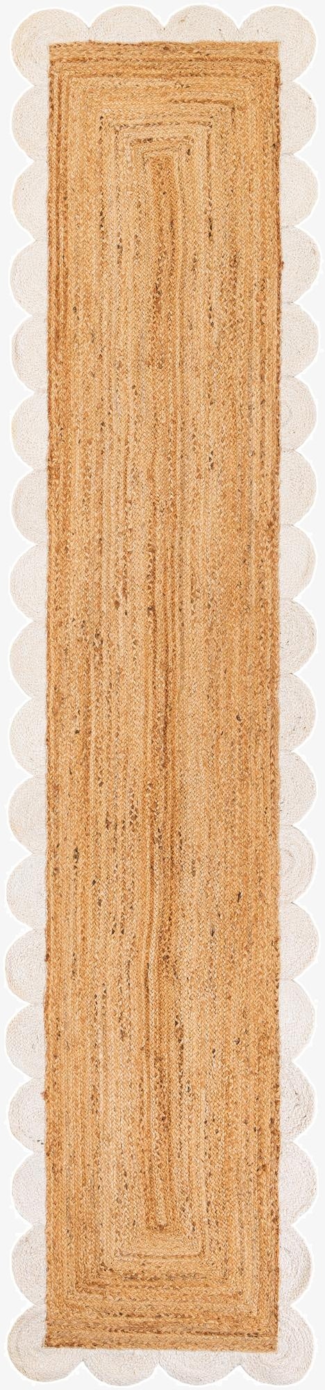 Primary image 2' 7 x 12'  Hand Scallop Braided Jute Runner Rug