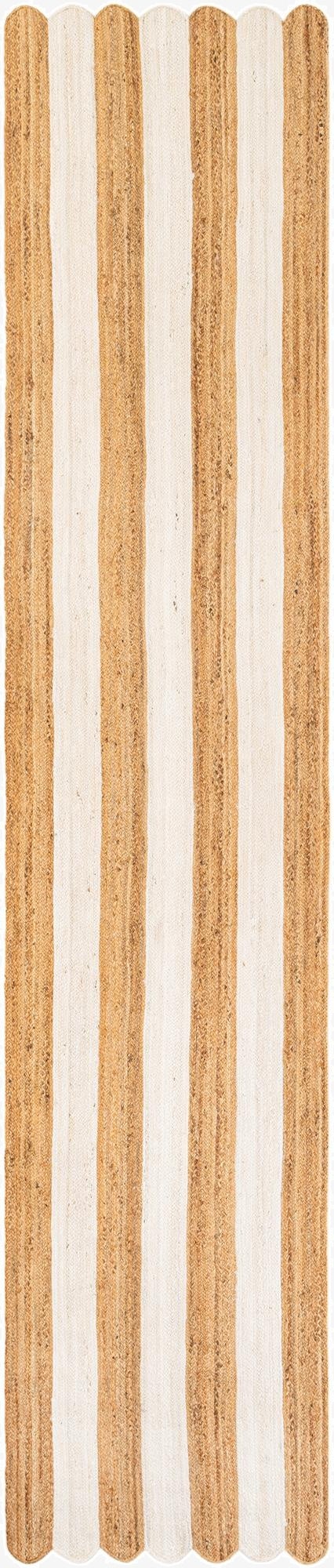 3' 3 x 16' 1  Hand Scallop Braided Jute Runner Rug